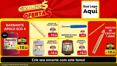 Modelo de TV para TV Horizontal com o tema Grandes Ofertas para Armarinho e Aviamentos