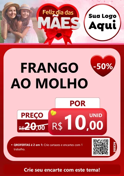 Modelo de Cartaz para Cartaz A4 Vertical com o tema Feliz Dia Das Mães para Restaurante