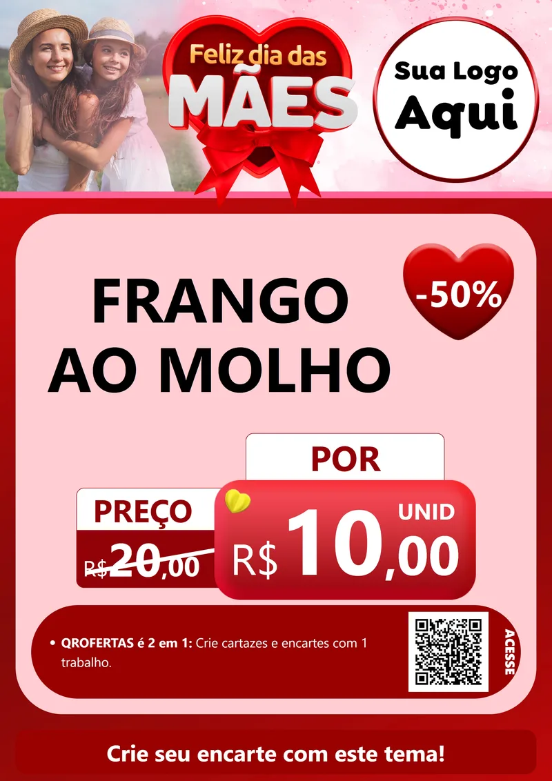 Modelo de Cartaz para Cartaz A4 Vertical com o tema Feliz Dia Das Mães para Restaurante