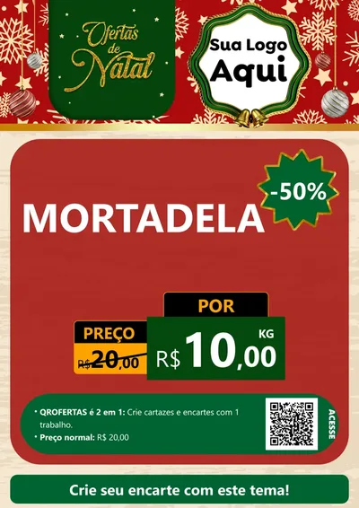 Modelo de Cartaz para Cartaz A4 Vertical com o tema Natal de Ofertas para Frios e Laticínios