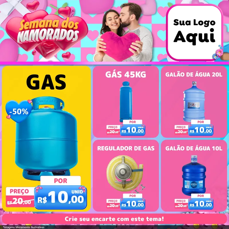Modelo de Rede Social para Feed Facebook com o tema Semana dos Namorados para Água e gás