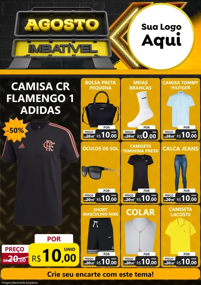 Modelo de Encarte para Encarte A4 Vertical com o tema Agosto Imbatível para Roupas e acessórios