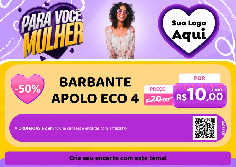 Modelo de Cartaz para Cartaz A4 Horizontal com o tema Para Você, Mulher para Armarinho e Aviamentos