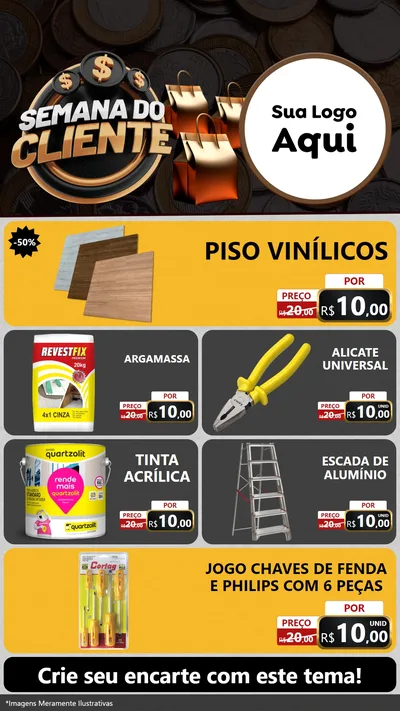 Modelo de TV para TV Vertical com o tema Semana do Cliente para Material para Construção