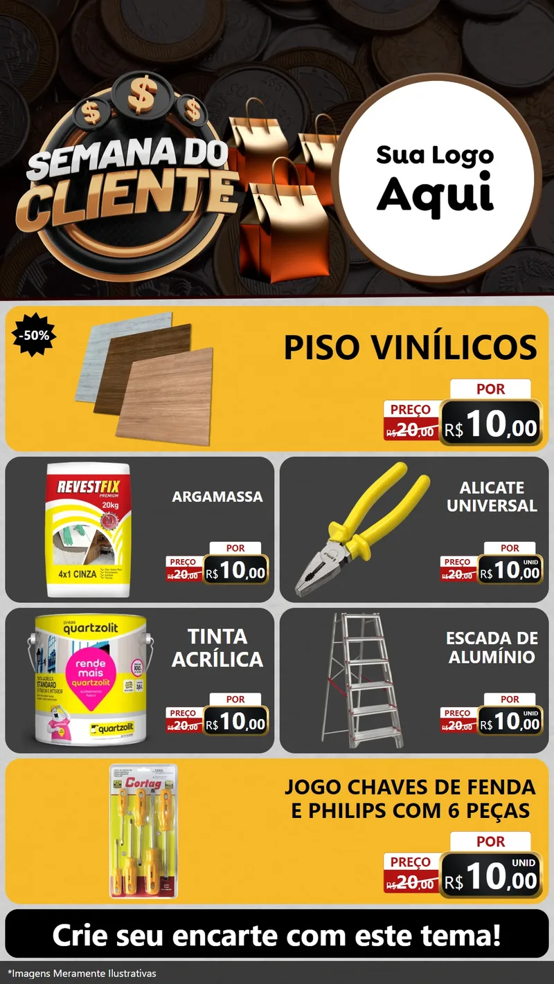 Modelo de TV para TV Vertical com o tema Semana do Cliente para Material para Construção
