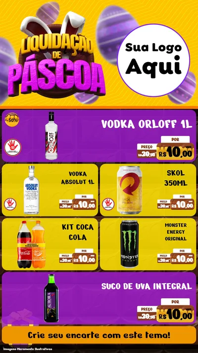 Modelo de TV para TV Vertical com o tema Liquidação de Páscoa para Distribuidora de bebidas