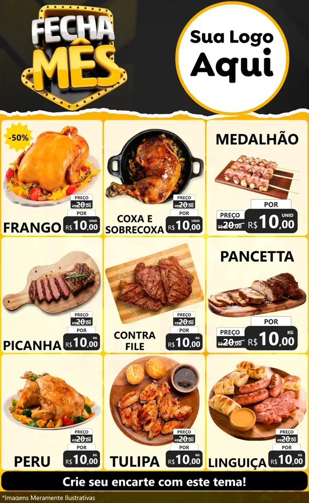 Modelo de Encarte para Encarte Grande com o tema Fecha Mês para Assados