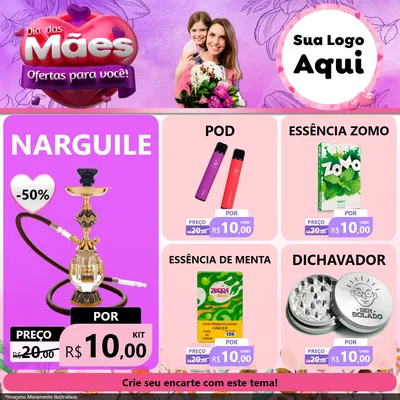 Modelo de Rede Social para Feed Facebook com o tema Dia das Mães Ofertas para Você! para Tabacaria
