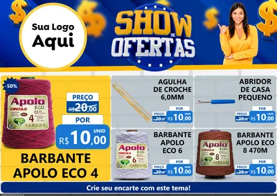 Modelo de Encarte para Encarte A4 Horizontal com o tema Show de Ofertas para Armarinho e Aviamentos