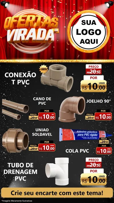 Modelo de TV para TV Vertical com o tema Ofertas da Virada para Tubos e conexões
