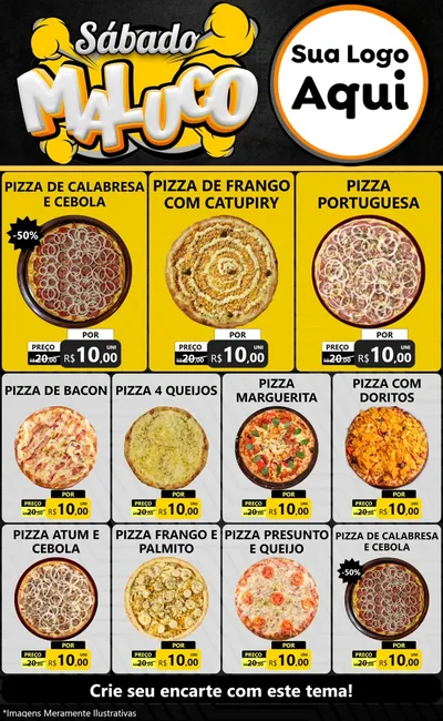 Modelo de Encarte para Encarte Grande com o tema Sábado Maluco para Pizzaria