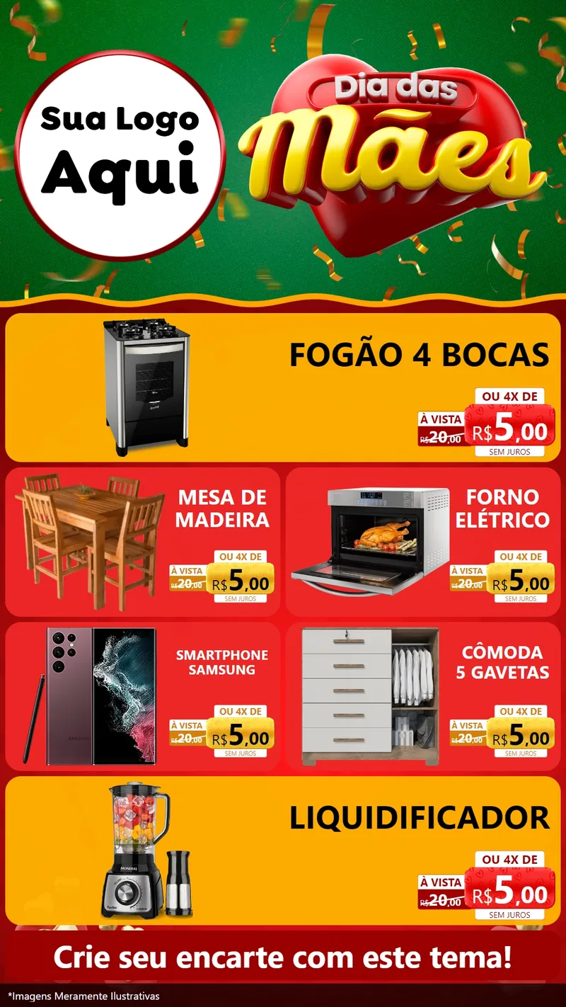 Modelo de TV para TV Vertical com o tema Dia das Mães para Móveis e Eletro