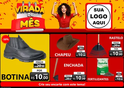Modelo de Encarte para Encarte A4 Horizontal com o tema Virada de Mês para Agropecuária