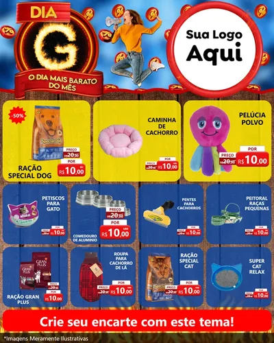 Modelo de Rede Social para Feed Instagram com o tema Dia G - O Dia Mais Barato Do Mês para Pet Shop