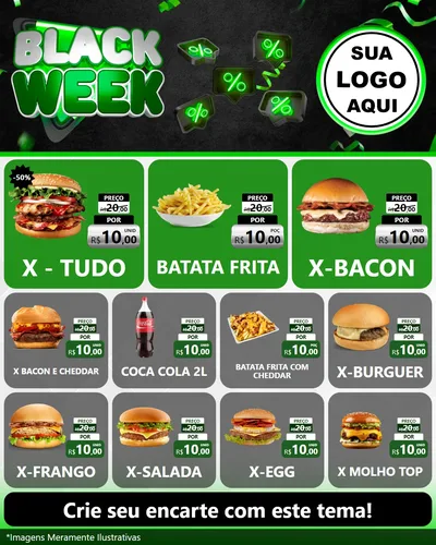 Modelo de Rede Social para Feed Instagram com o tema Black Week para Hamburgueria