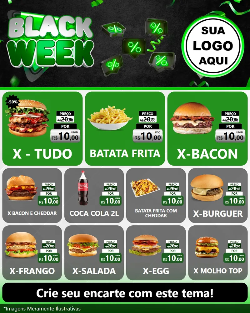 Modelo de Rede Social para Feed Instagram com o tema Black Week para Hamburgueria