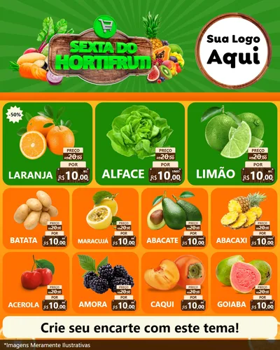 Modelo de Rede Social para Feed Instagram com o tema Sexta do Hortifrúti para Hortifrúti