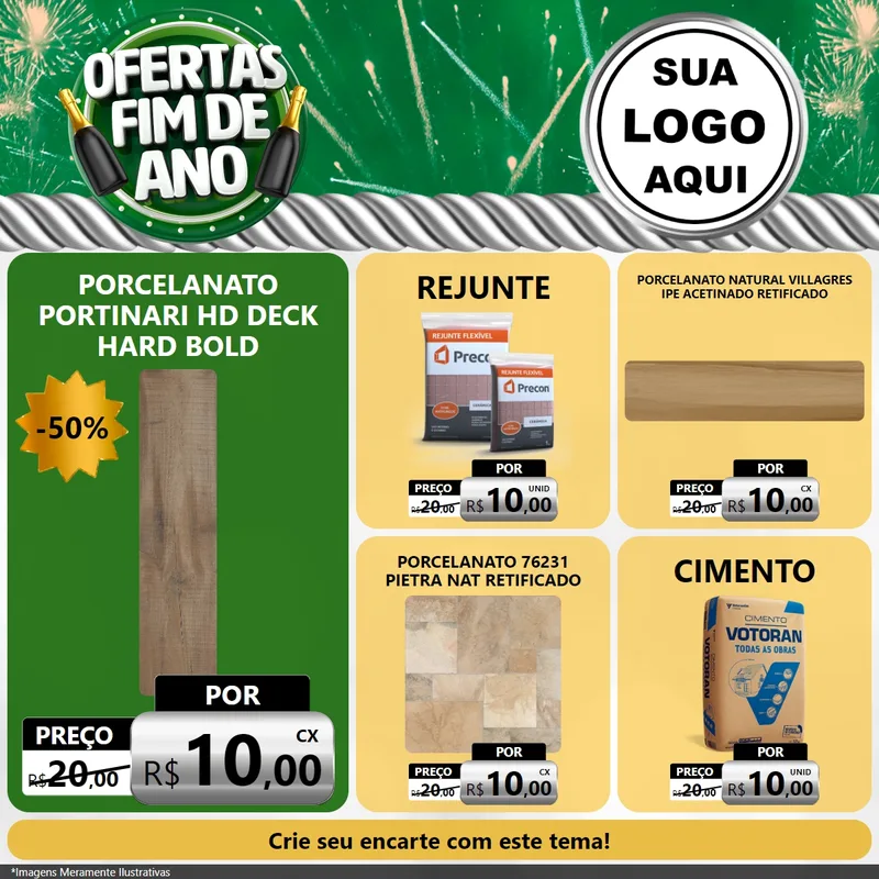 Modelo de Rede Social para Feed Facebook com o tema Ofertas Fim de Ano para Pisos e revestimentos