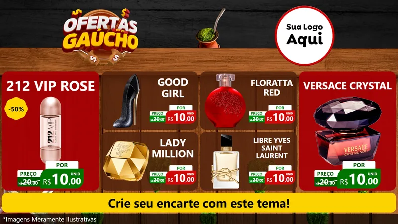 Modelo de TV para TV Horizontal com o tema Ofertas Dia do Gaúcho para Perfumes