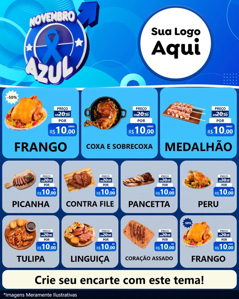 Modelo de Rede Social para Feed Instagram com o tema Novembro Azul para Assados