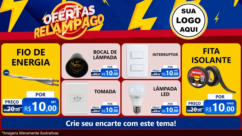 Modelo de TV para TV Horizontal com o tema Ofertas Relâmpago para Materiais Elétricos