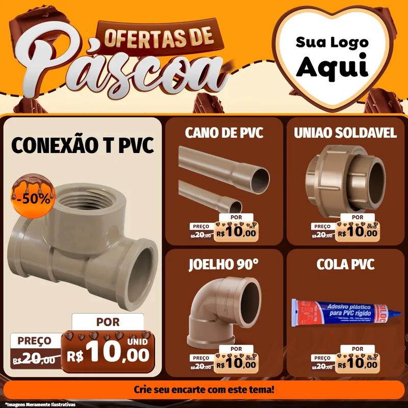 Modelo de Rede Social para Feed Facebook com o tema Ofertas de Páscoa para Tubos e conexões