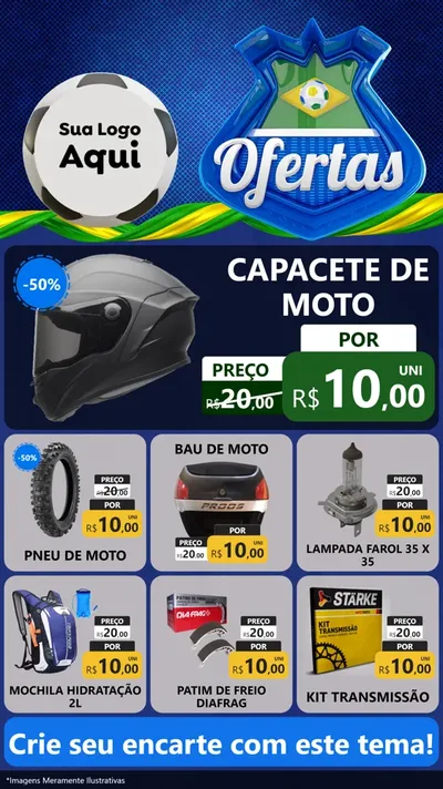 Modelo de Rede Social para Stories com o tema Ofertas (Futebol) para Moto peças