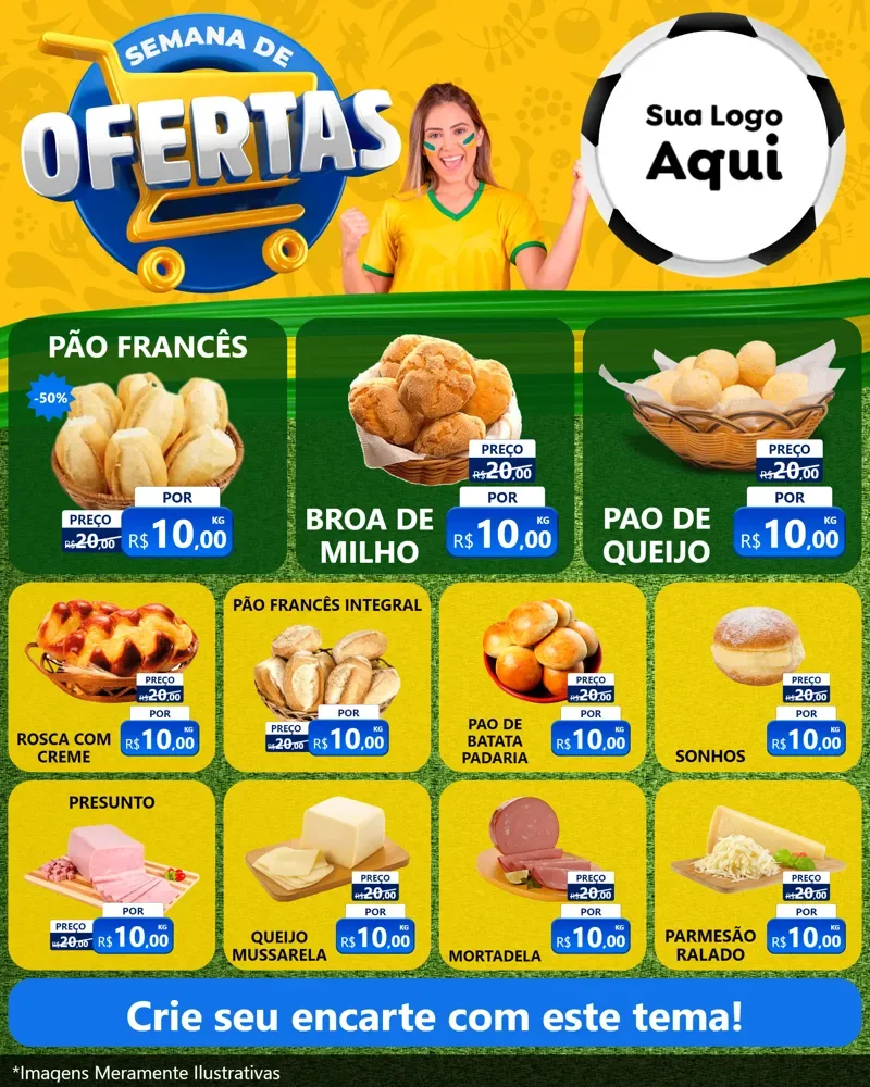Modelo de Rede Social para Feed Instagram com o tema Semana de Ofertas - Copa para Padaria