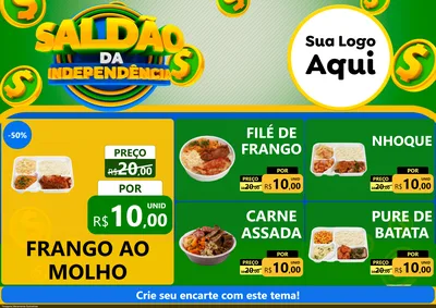 Modelo de Encarte para Encarte A4 Horizontal com o tema Saldão da Indepêndencia para Restaurante