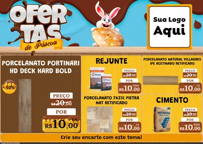 Modelo de Encarte para Encarte A4 Horizontal com o tema Ofertas de Páscoa para Pisos e revestimentos
