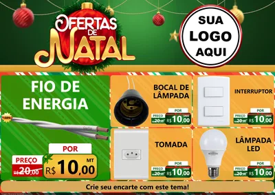 Modelo de Encarte para Encarte A4 Horizontal com o tema Ofertas de Natal para Materiais Elétricos