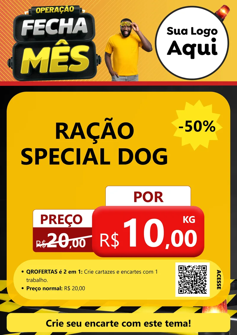 Modelo de Cartaz para Cartaz A4 Vertical com o tema Operação Fecha Mês para Pet Shop
