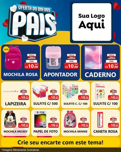 Modelo de Rede Social para Feed Instagram com o tema Oferta Do Dia Dos Pais para Papelaria