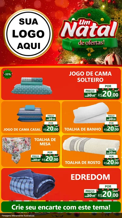 Modelo de TV para TV Vertical com o tema Um Natal de Ofertas para Cama, Mesa e Banho