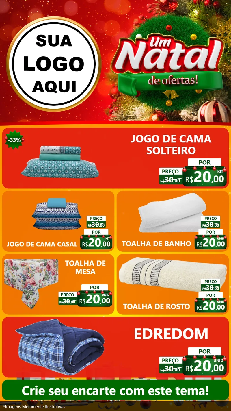 Modelo de TV para TV Vertical com o tema Um Natal de Ofertas para Cama, Mesa e Banho