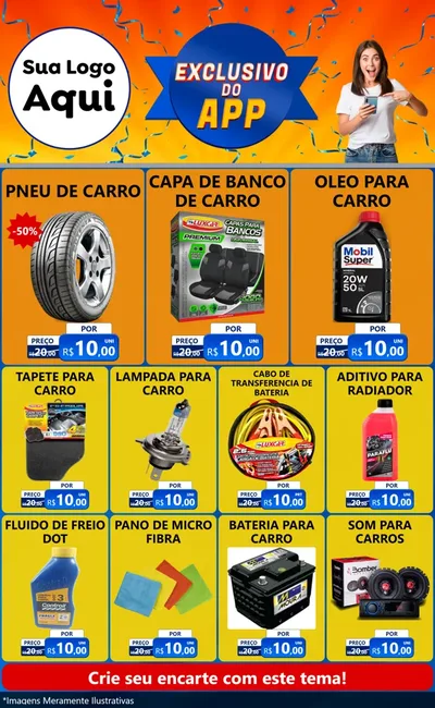 Modelo de Encarte para Encarte Grande com o tema Exclusivo do Aplicativo para Auto peças