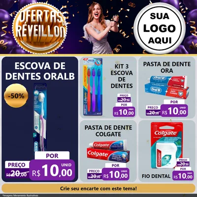 Modelo de Rede Social para Feed Facebook com o tema Ofertas de Réveillon para Higiene Pessoal