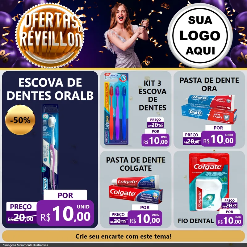 Modelo de Rede Social para Feed Facebook com o tema Ofertas de Réveillon para Higiene Pessoal