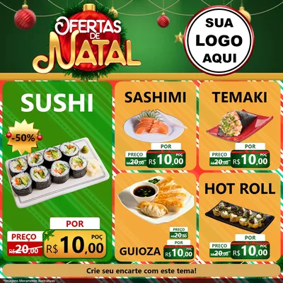 Modelo de Rede Social para Feed Facebook com o tema Ofertas de Natal para Comida japonesa