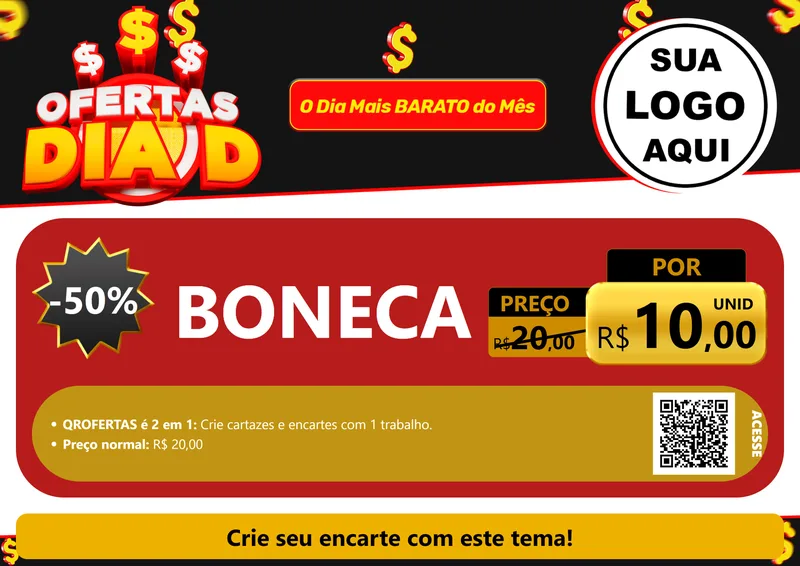 Modelo de Cartaz para Cartaz A4 Horizontal com o tema Ofertas Dia D para Brinquedos