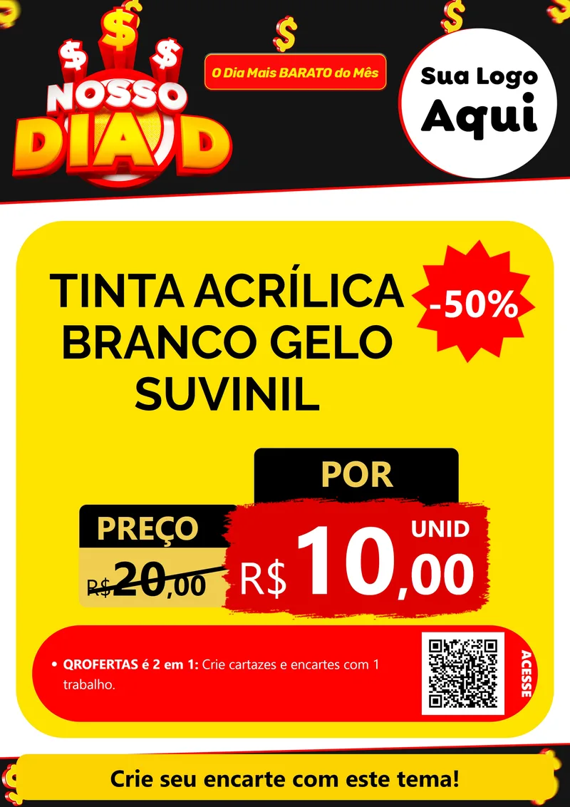 Modelo de Cartaz para Cartaz A4 Vertical com o tema Nosso Dia D para Tintas e Ferramentas
