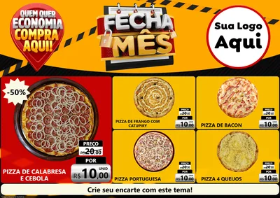 Modelo de Encarte para Encarte A4 Horizontal com o tema Fecha Mês para Pizzaria