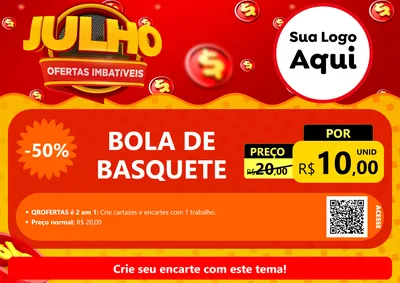Modelo de Cartaz para Cartaz A4 Horizontal com o tema Julho Ofertas Imbatíveis para Artigos Esportivos