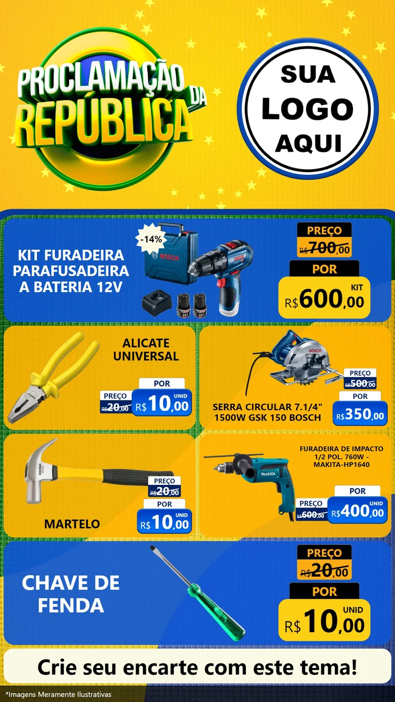 Modelo de TV para TV Vertical com o tema Proclamação da República para Maquinas e Ferramentas