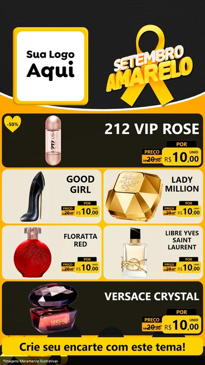 Modelo de TV para TV Vertical com o tema Setembro Amarelo para Perfumes