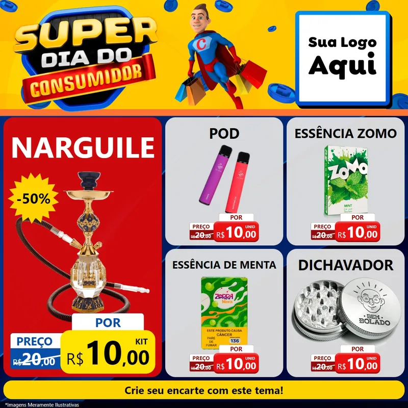 Modelo de Rede Social para Feed Facebook com o tema Super Dia do Consumidor para Tabacaria