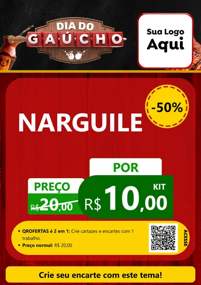 Modelo de Cartaz para Cartaz A4 Vertical com o tema Dia do Gaúcho para Tabacaria