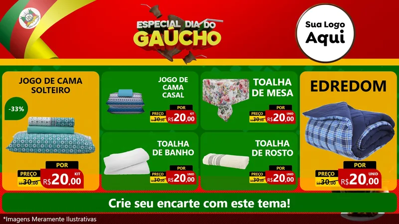 Modelo de TV para TV Horizontal com o tema Especial Dia do Gaúcho para Cama, Mesa e Banho