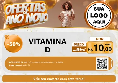 Modelo de Cartaz para Cartaz A4 Horizontal com o tema Ofertas de Ano Novo para Farmácia