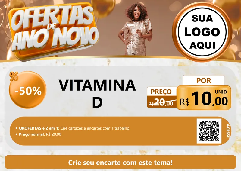 Modelo de Cartaz para Cartaz A4 Horizontal com o tema Ofertas de Ano Novo para Farmácia